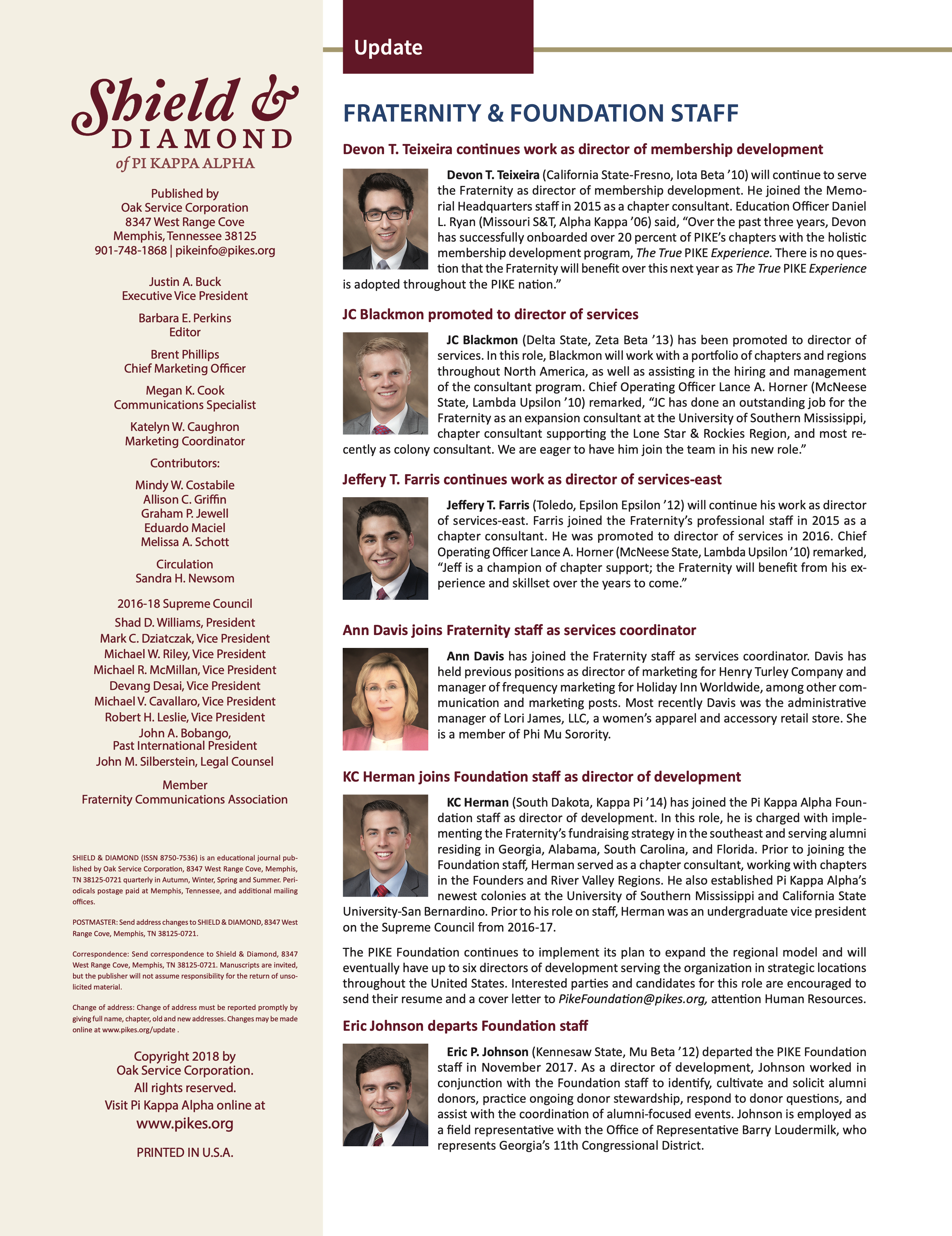 Update: Fraternity & Foundation Staff